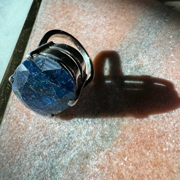 Raw sapphire ring amazing!~ real silver ring heavy excellent quality size 8 - Picture 12 of 16